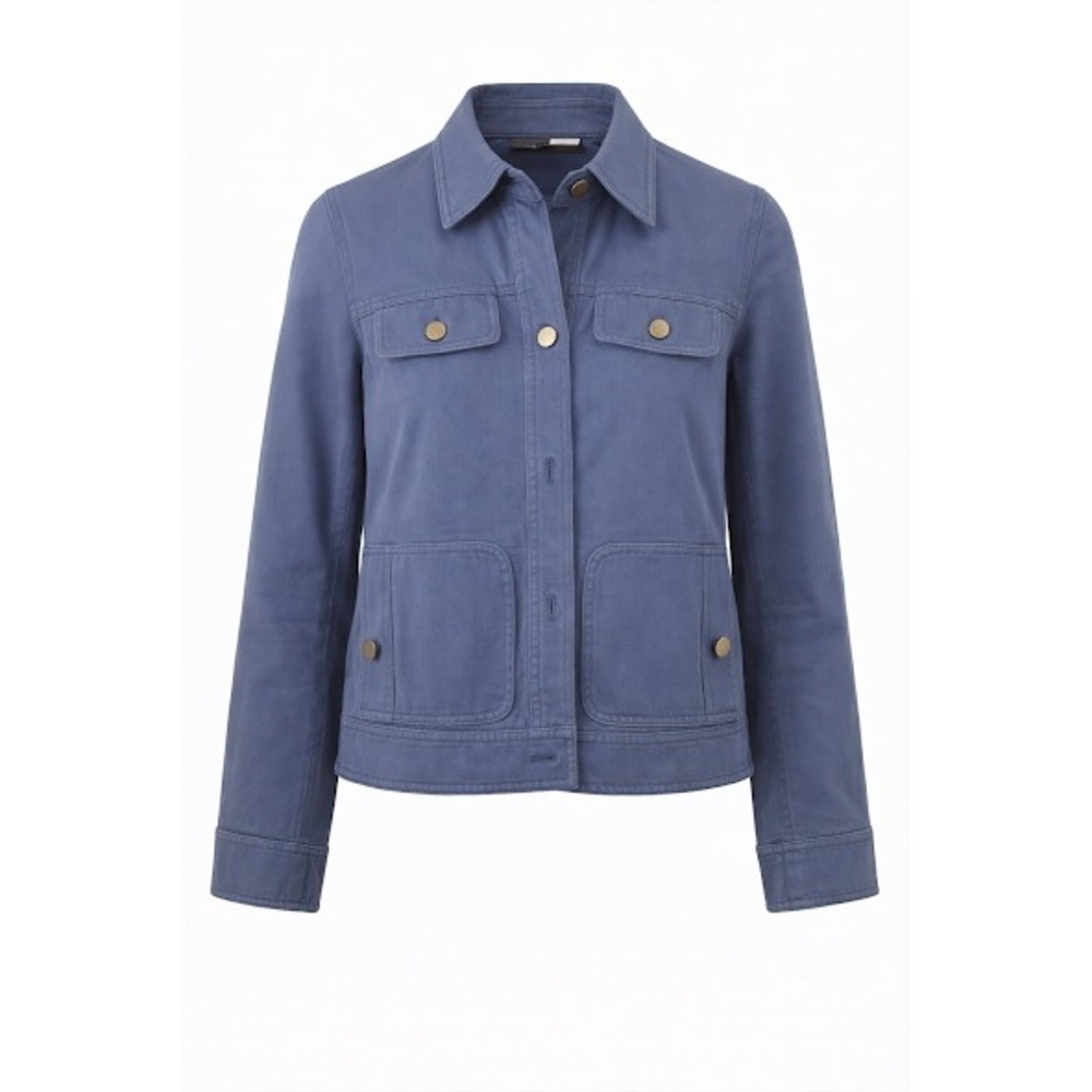 Saks Fifth Avenue Sport Blue Utility Jacket Gold Buttons Womens Size 6